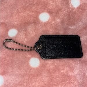 Coach Large Black Pebbled Leather Hang Bag Tag